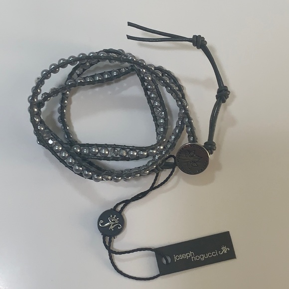 Soft Slate Gray Joseph Nogucci Beaded Bracelet- new - Picture 2 of 7
